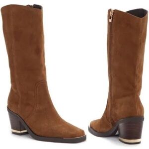 Vince camuto western  suede leather tall mink brown
boots nib 9 m